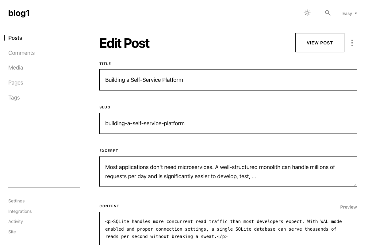Post editor — write with no distractions
